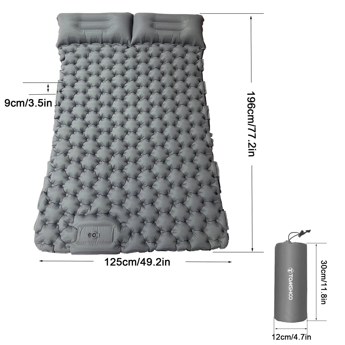 Backpacking Sleeping Pad with Air Pillow for 2 People Camping M3543