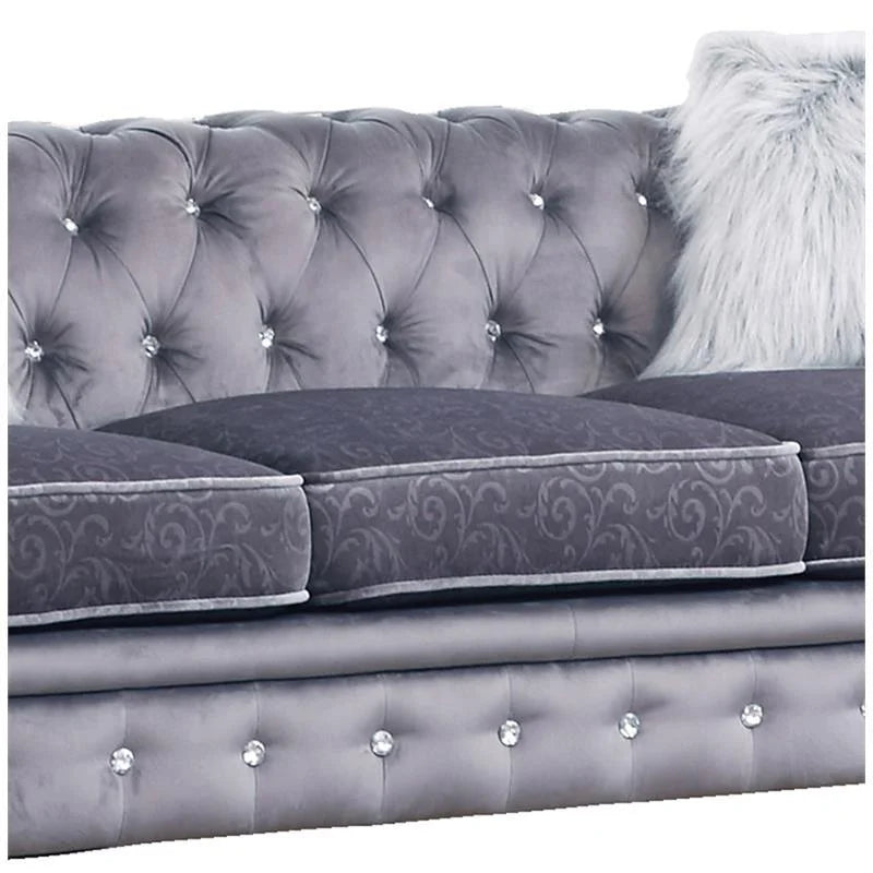 Gray Fabric Sofa Set 2Pcs with Acrylic Legs S5119