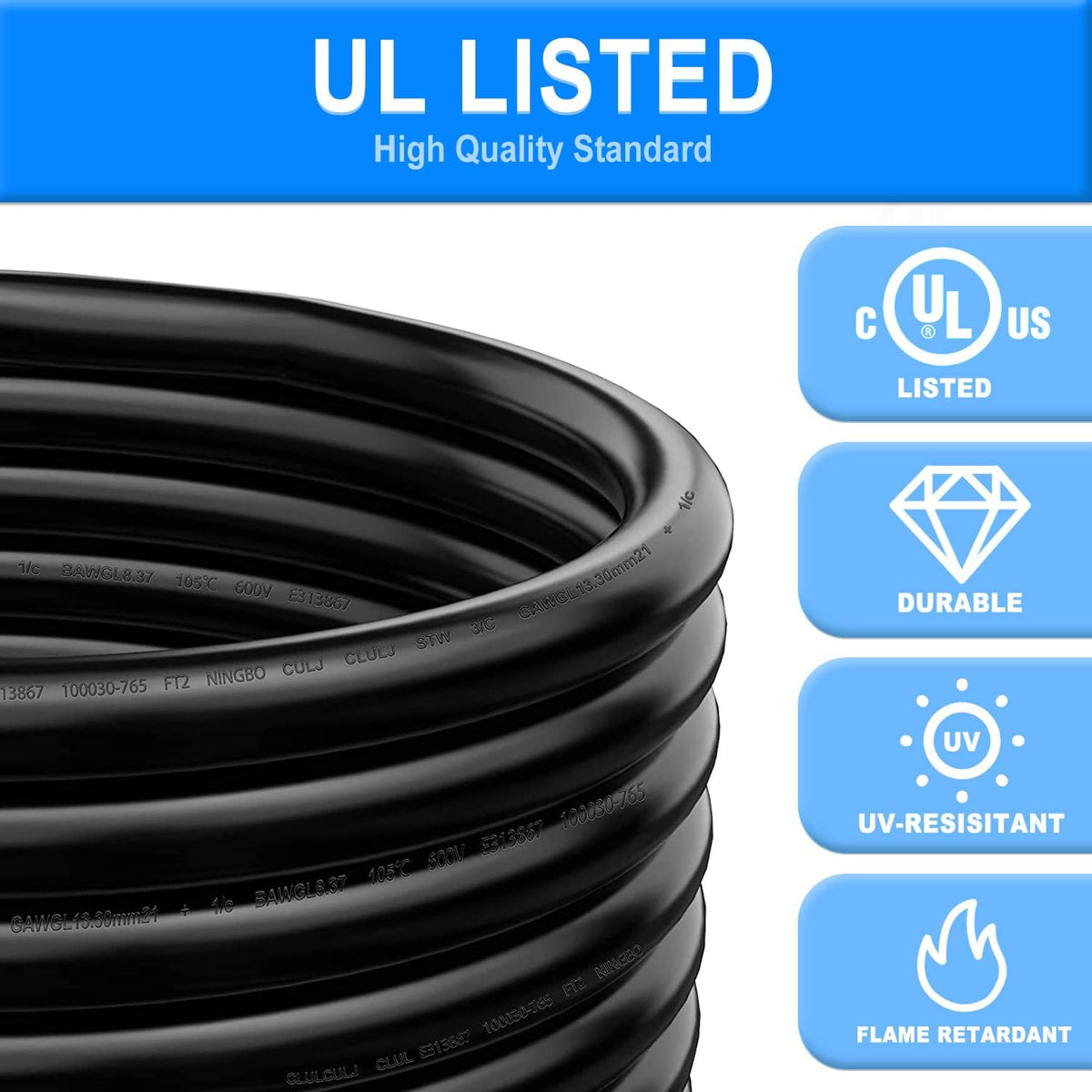 30 Amp 25 Feet RV Extension Cord with Polarity LED Light, Grip Handle, Twist Locking, STW 10AWG 3 Wire, NEMA TT-30P to L5-30R, Pack of 2 V424