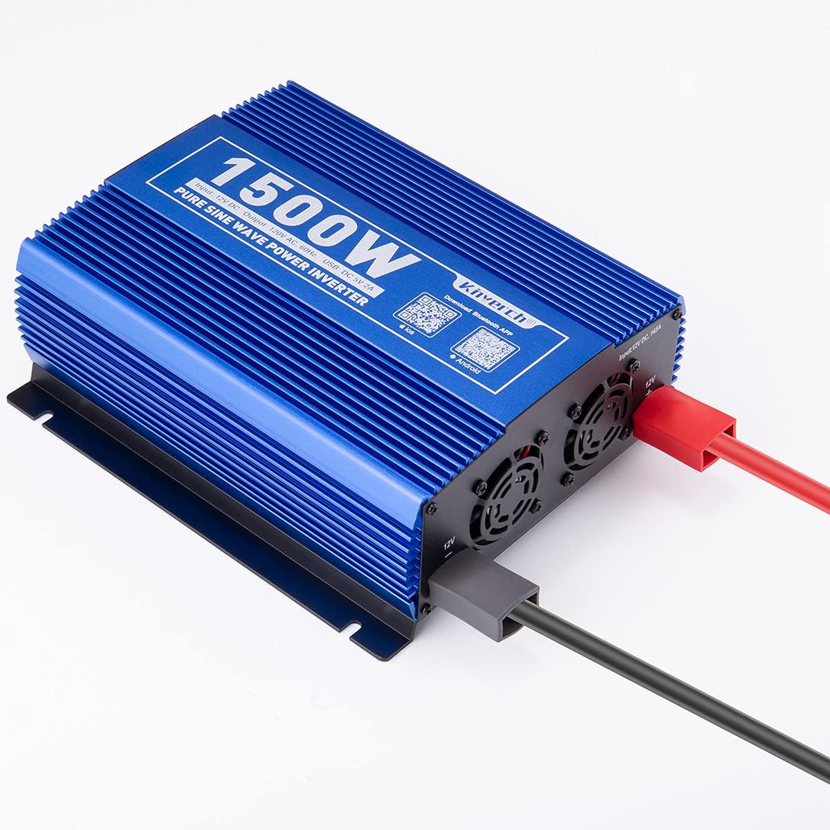 1500W Pure Sine Wave Power Inverter 12V DC to 110V AC Car Inverter with Bluetooth 2AC Outlets USB Port G1625