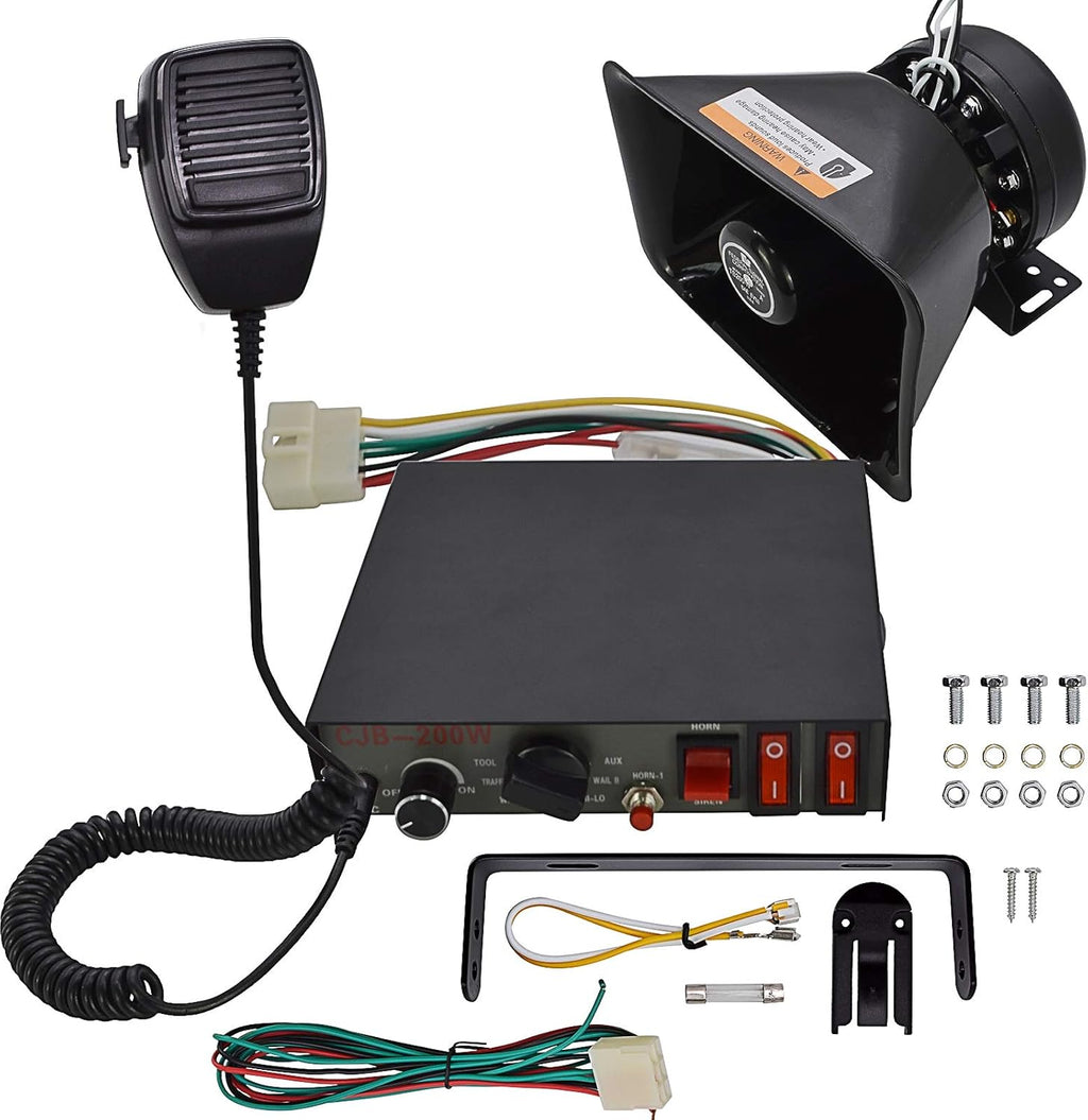Car Siren Speaker with Handheld Microphone, 200W 9 Tones, Pack of 2 I863