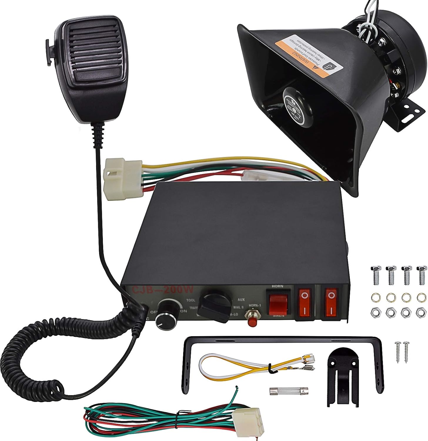 Car Siren Speaker with Handheld Microphone, 200W 9 Tones, Pack of 2 I863