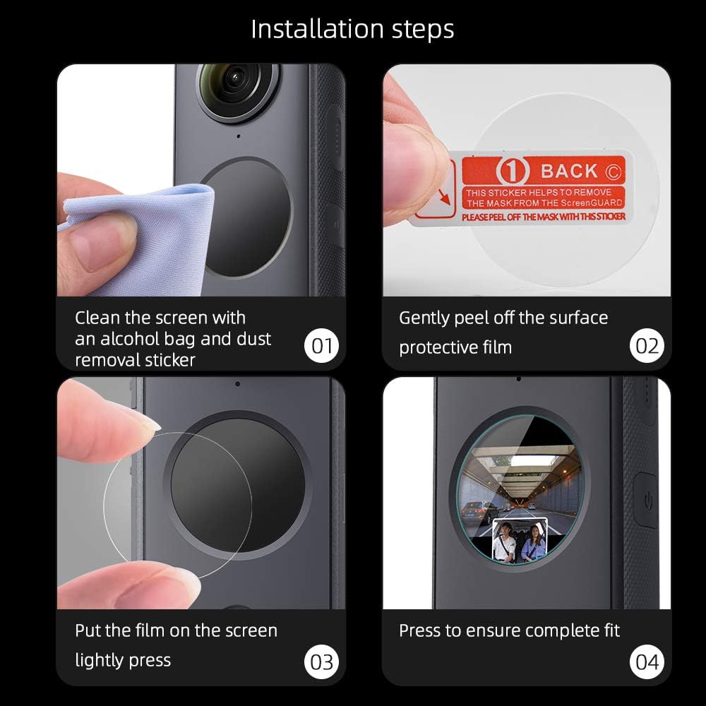 360 One X2 Protector Kit: Lens HD Tempered Glass Protective Film (2 Sets) + Silicone Protection Cover Pack of 2 C87754