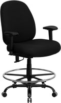 Black Fabric Drafting Chair With Arms Q776