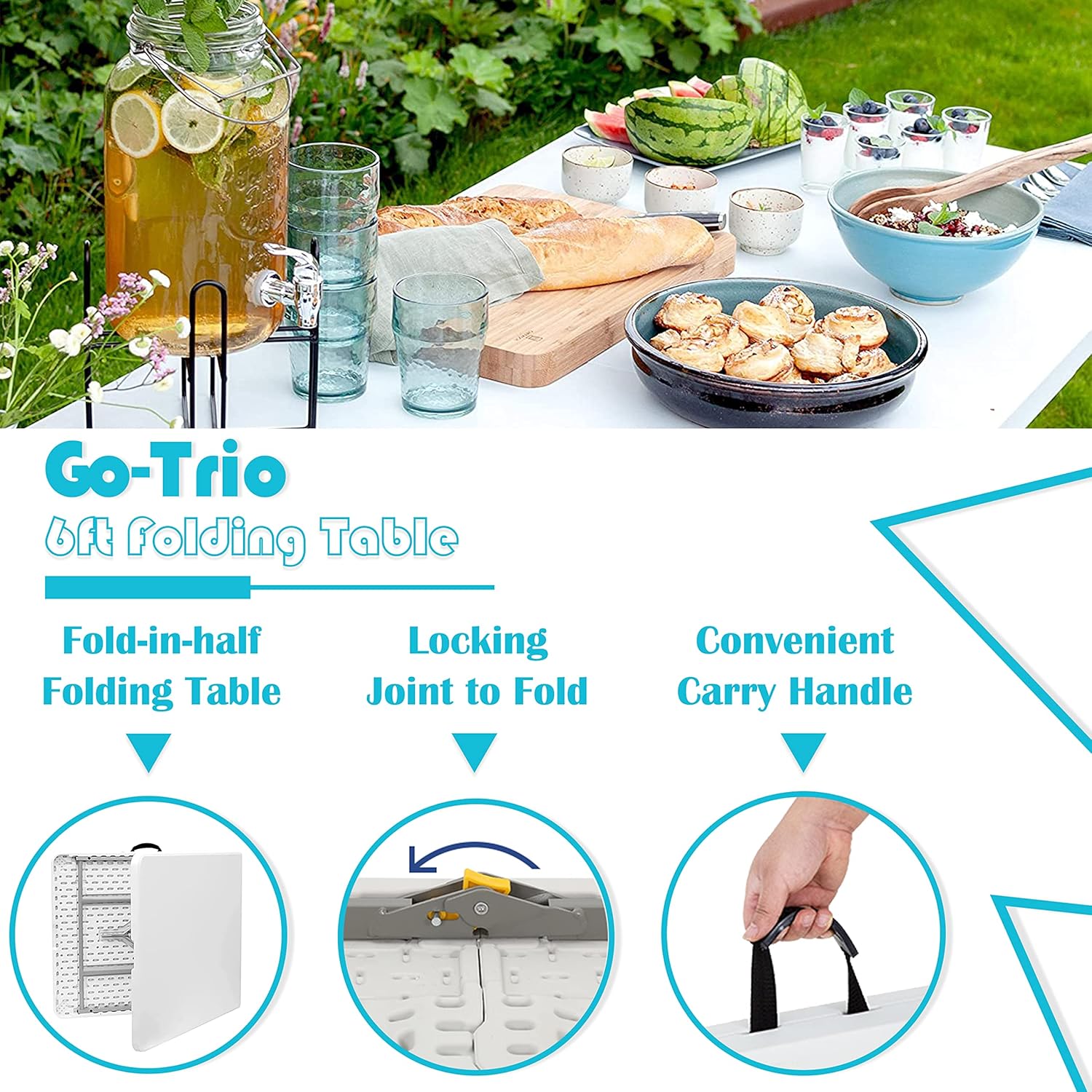 White Granite 6 Foot Folding Plastic Table X6623
