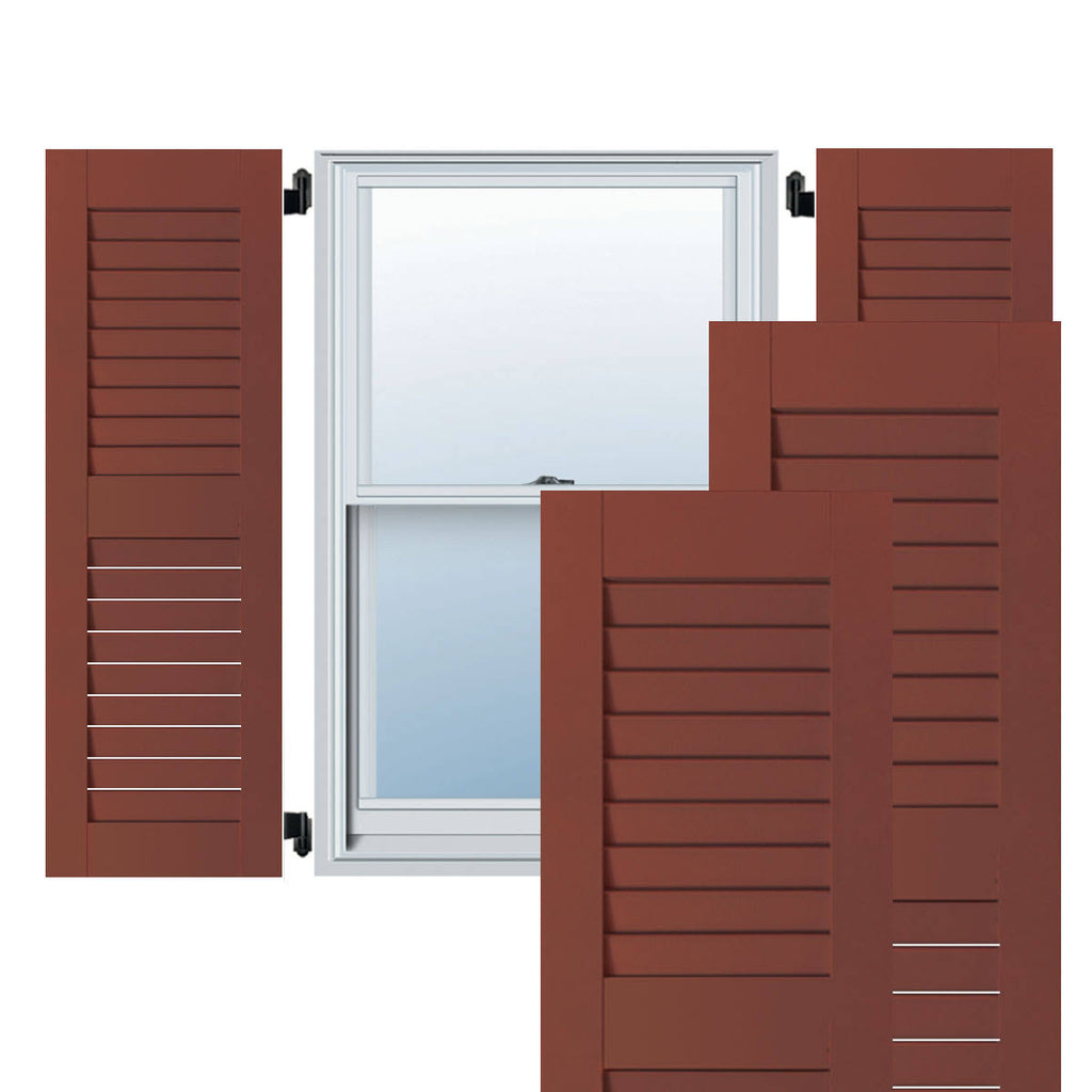 15 in. x 41 in. Exterior Real Wood Louvered Shutters Pair R185343