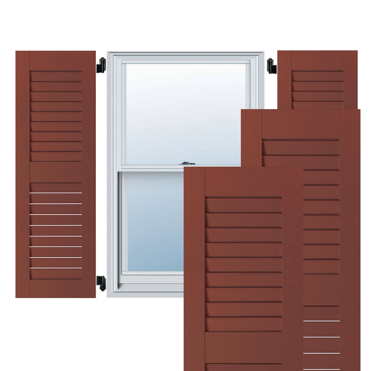 15 in. x 41 in. Exterior Real Wood Louvered Shutters Pair R185343