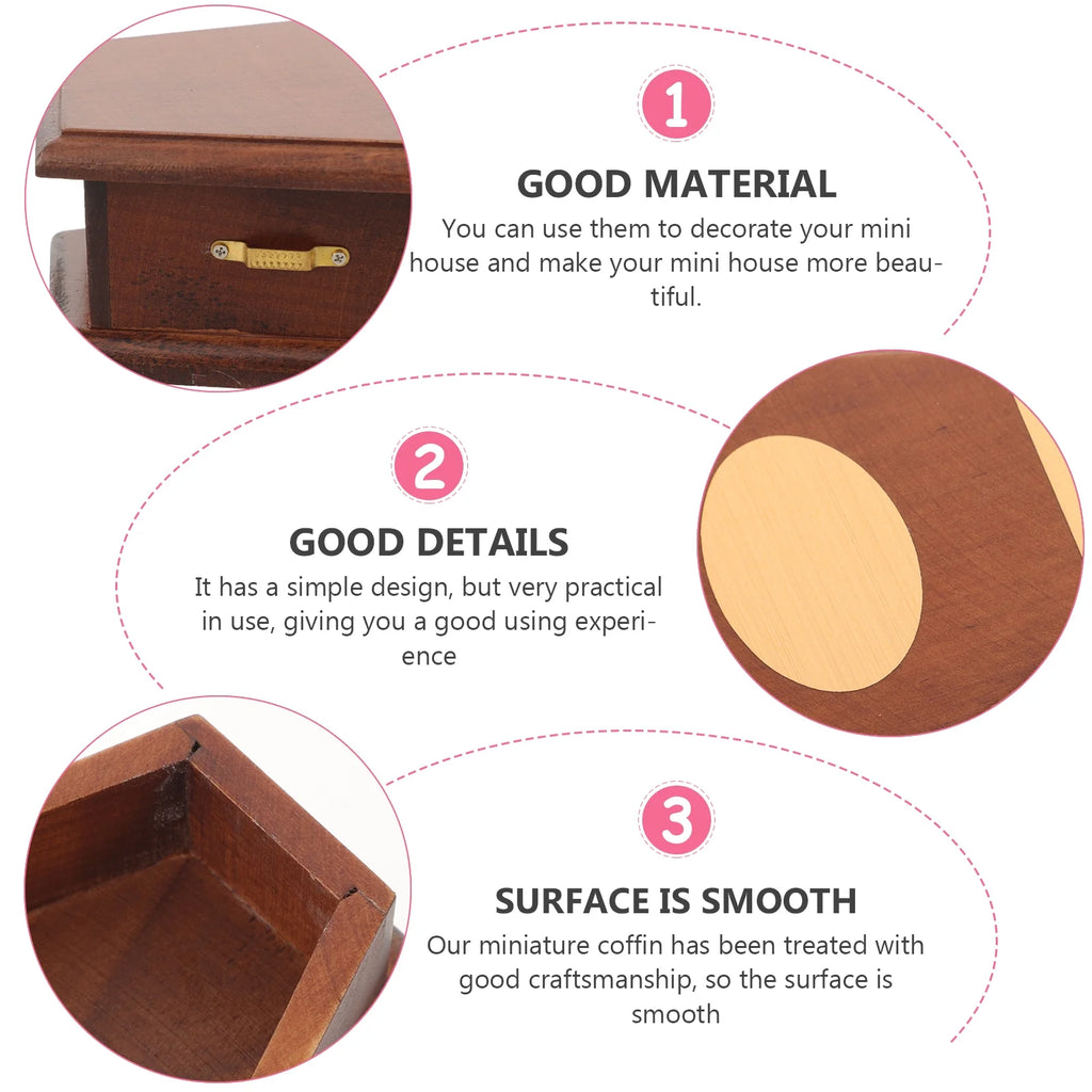 Mini Coffin Wood Doll House Furniture S1226