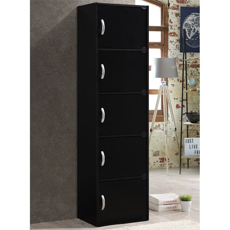 5 Shelf 5 Door Bookcase in Black M40985