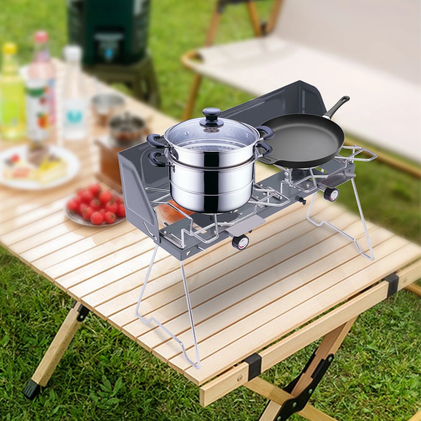 14inch 2 Burner Butane Gas Camping Stove Cooktop S6125