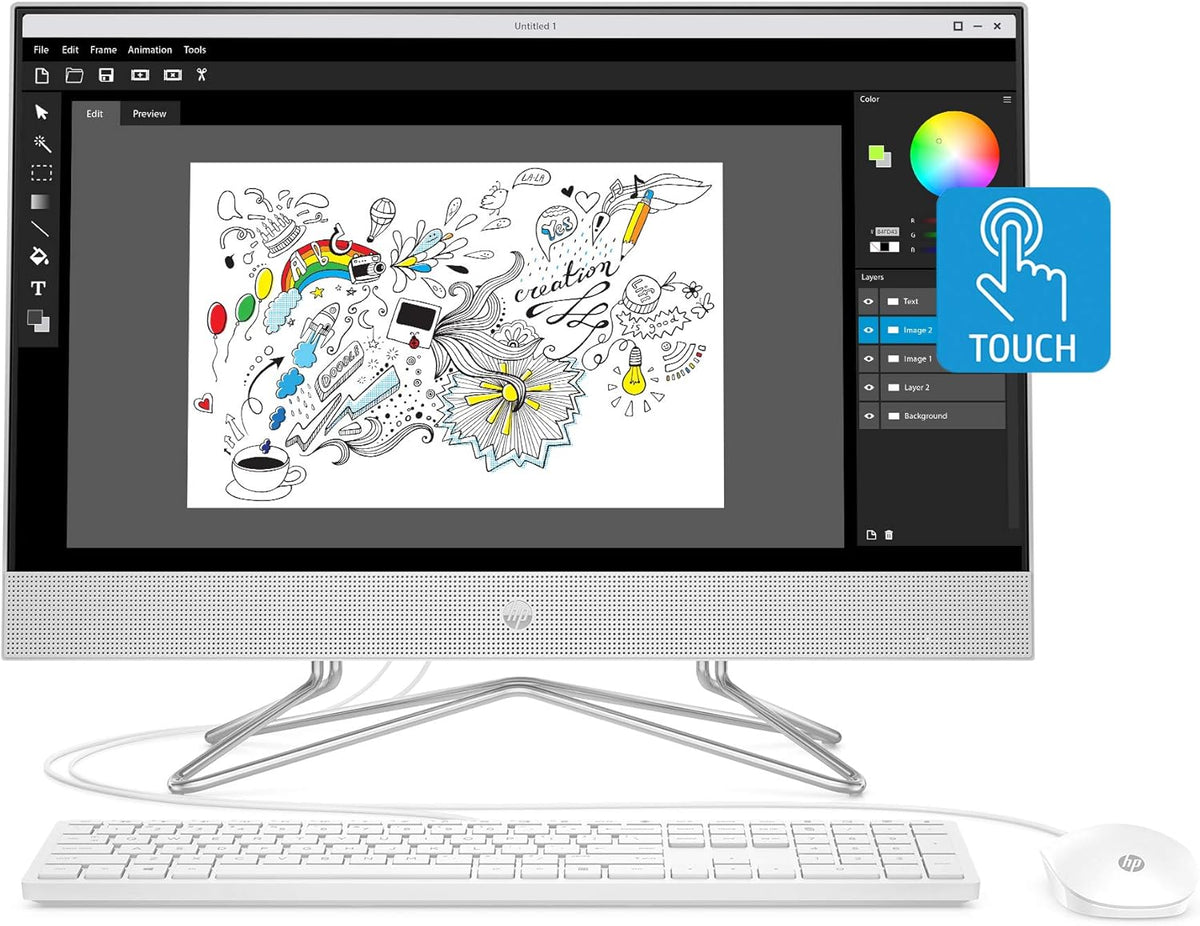 24-inch All-in-One Touchscreen Desktop Computer, AMD Ryzen 5 4500U Processor, 12 GB RAM, 512 GB SSD, Windows 10 Home, Silver X599