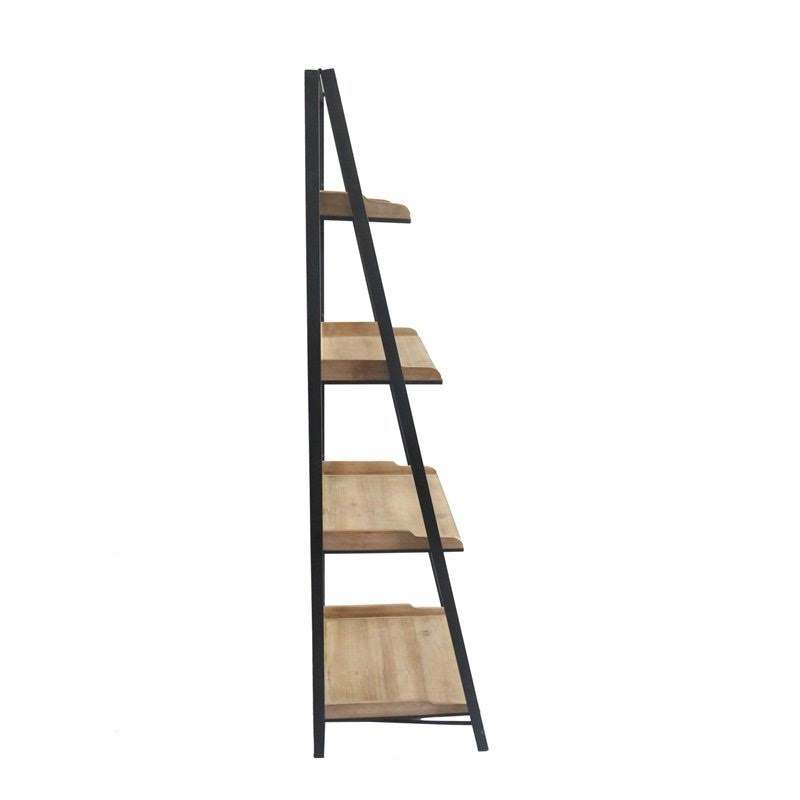 Brown and Steel Gray 18x22 Bookcase with Four Wood Shelves and Metal Frame Y357583