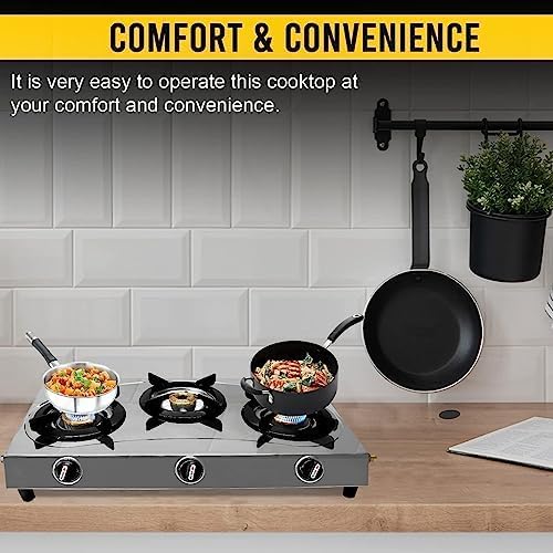 3 Burner Stainless Steel Propane Stove with Hose & Regulator F155
