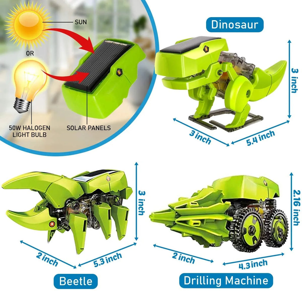 STEM Robot Building Educational Toy Science Kit 3 in 1 Solar Dinosaur Desk Robot H11393