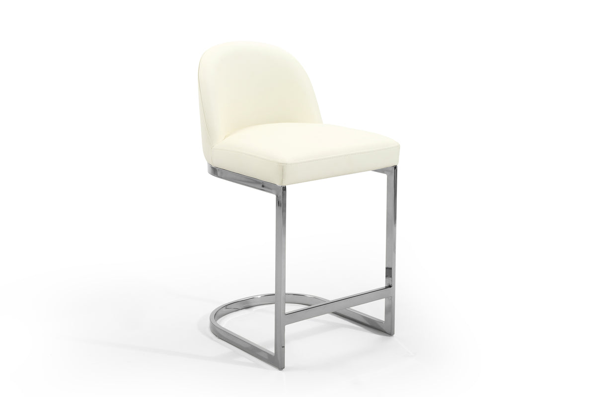 Cream PU Leather Counter Stool with Chrome Plated Base Z86455