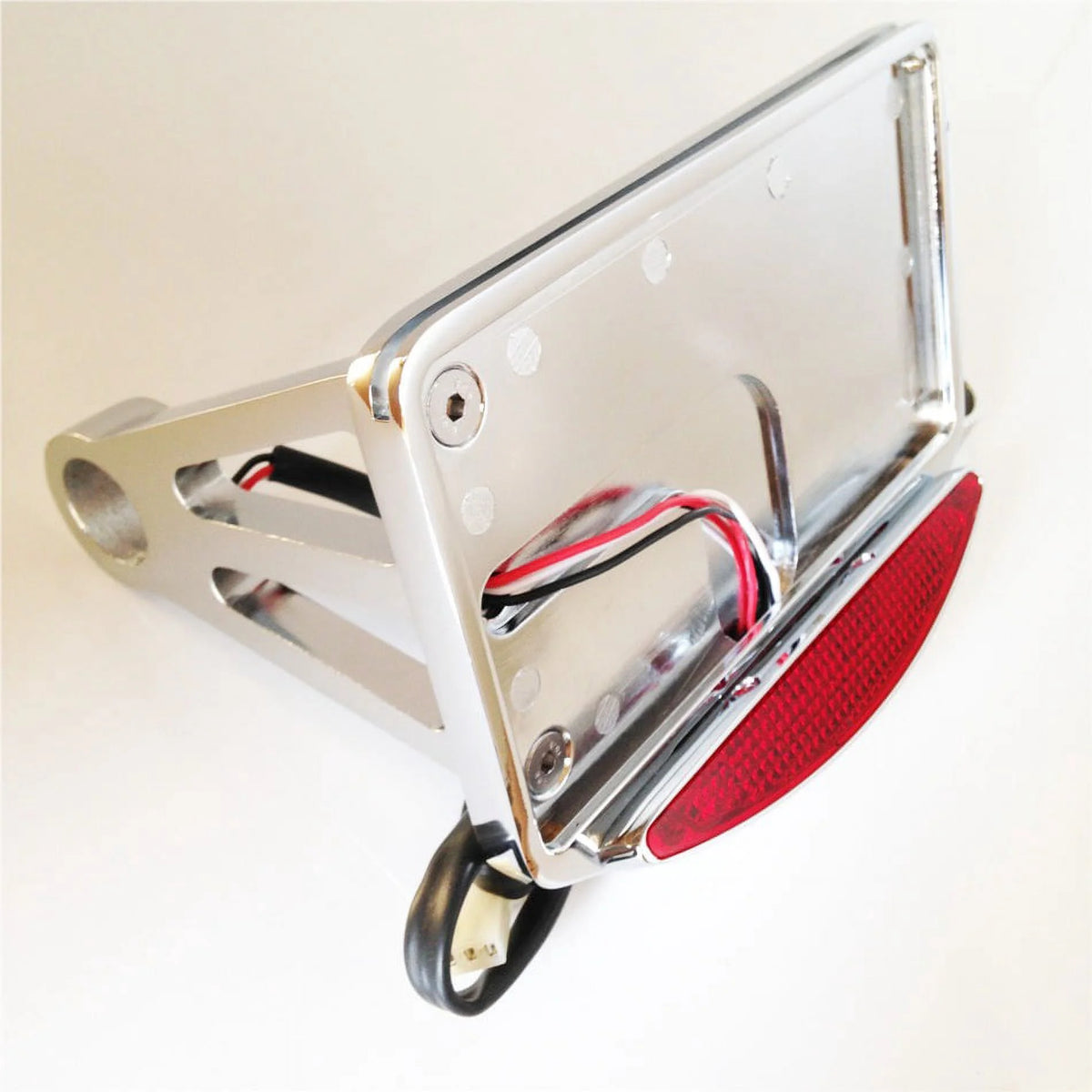 Chrome Side Mounted License Plate Bracket with Led Tail Light Brake Light V966