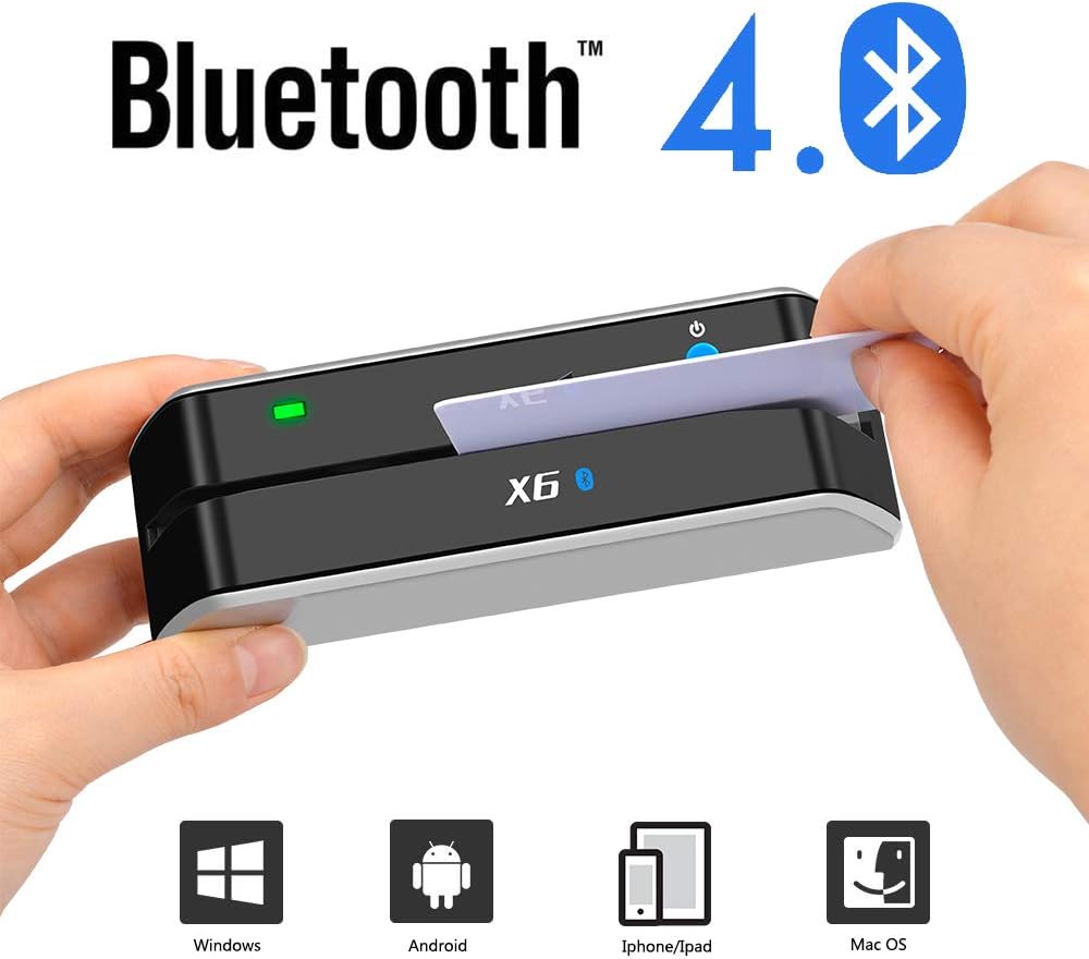 X6 Bluetooth Card Reader Writer USB 3 Tracks Swipe Encoder J900