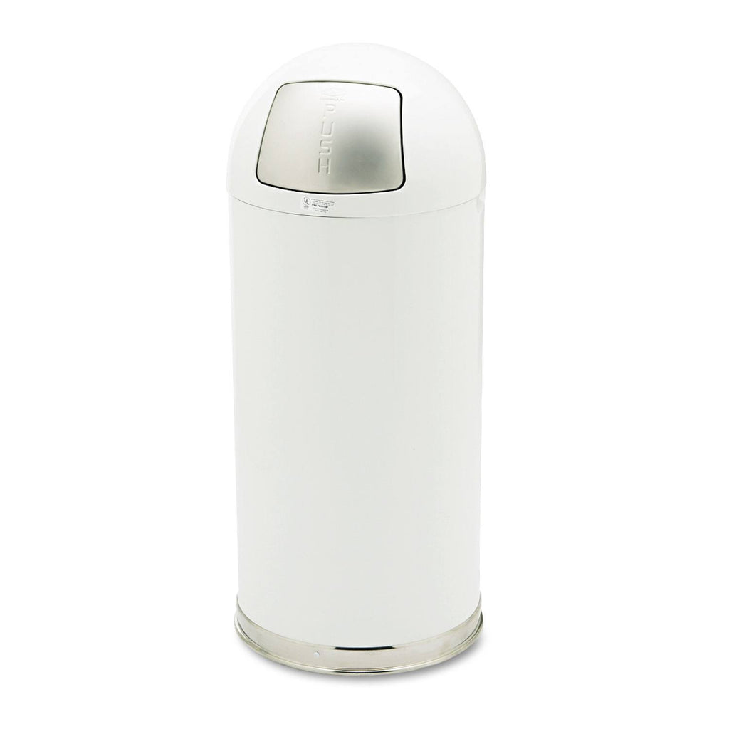 White Steel Fire-Resistant Dome Receptacle, 15gal T31906