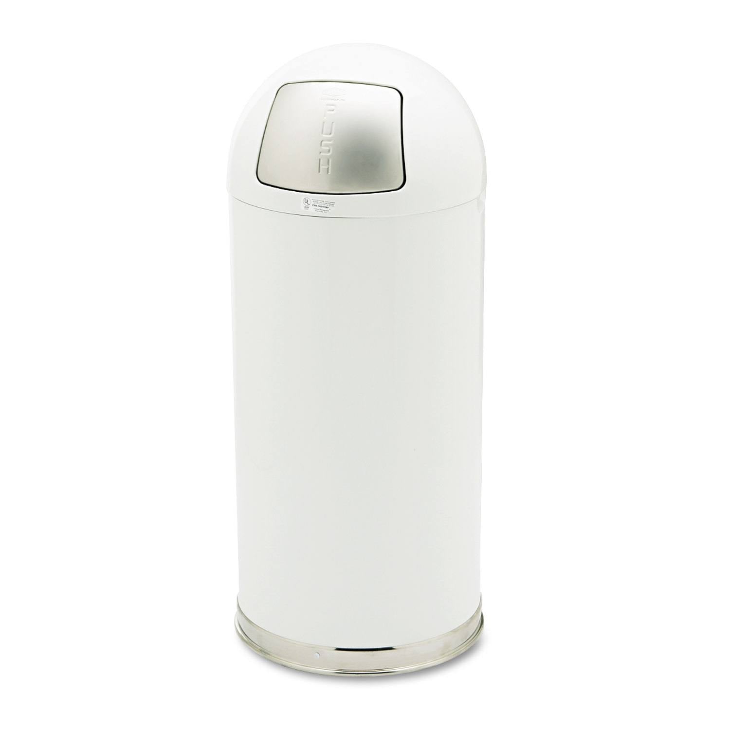 White Steel Fire-Resistant Dome Receptacle, 15gal T31906
