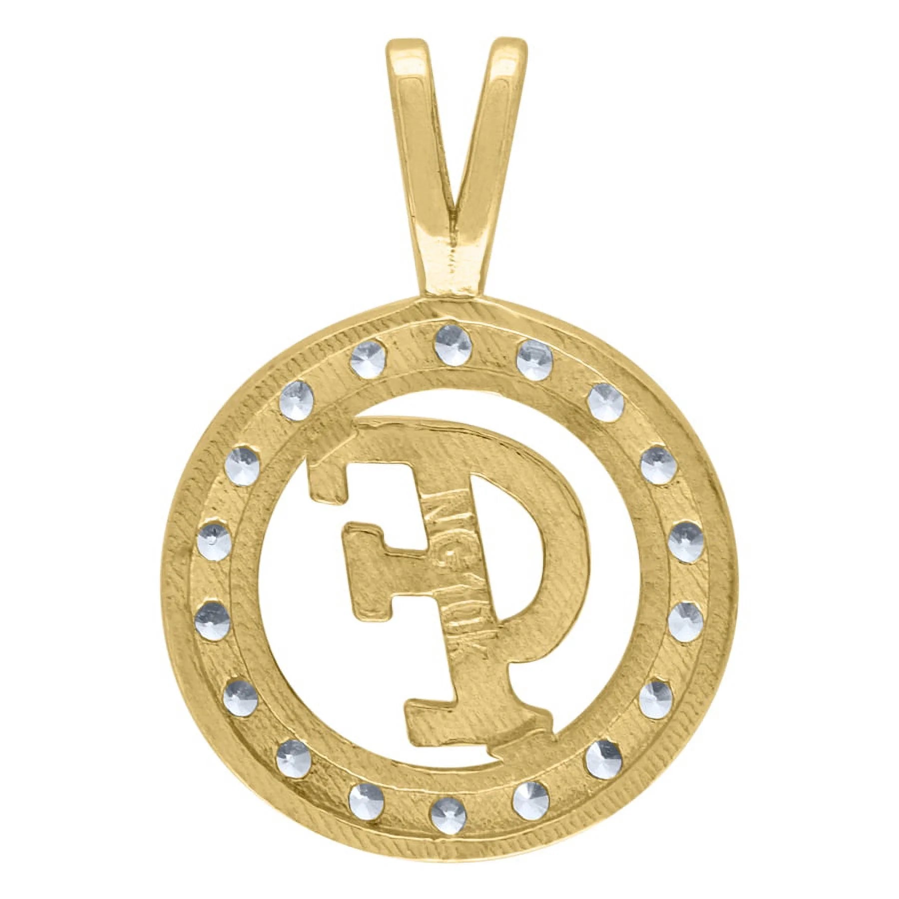 10k Two Tone Gold CZ Pendant Necklace Z61461
