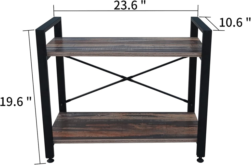 3 Tier Industrial Wood Bookshelf, Black/Brown B291252
