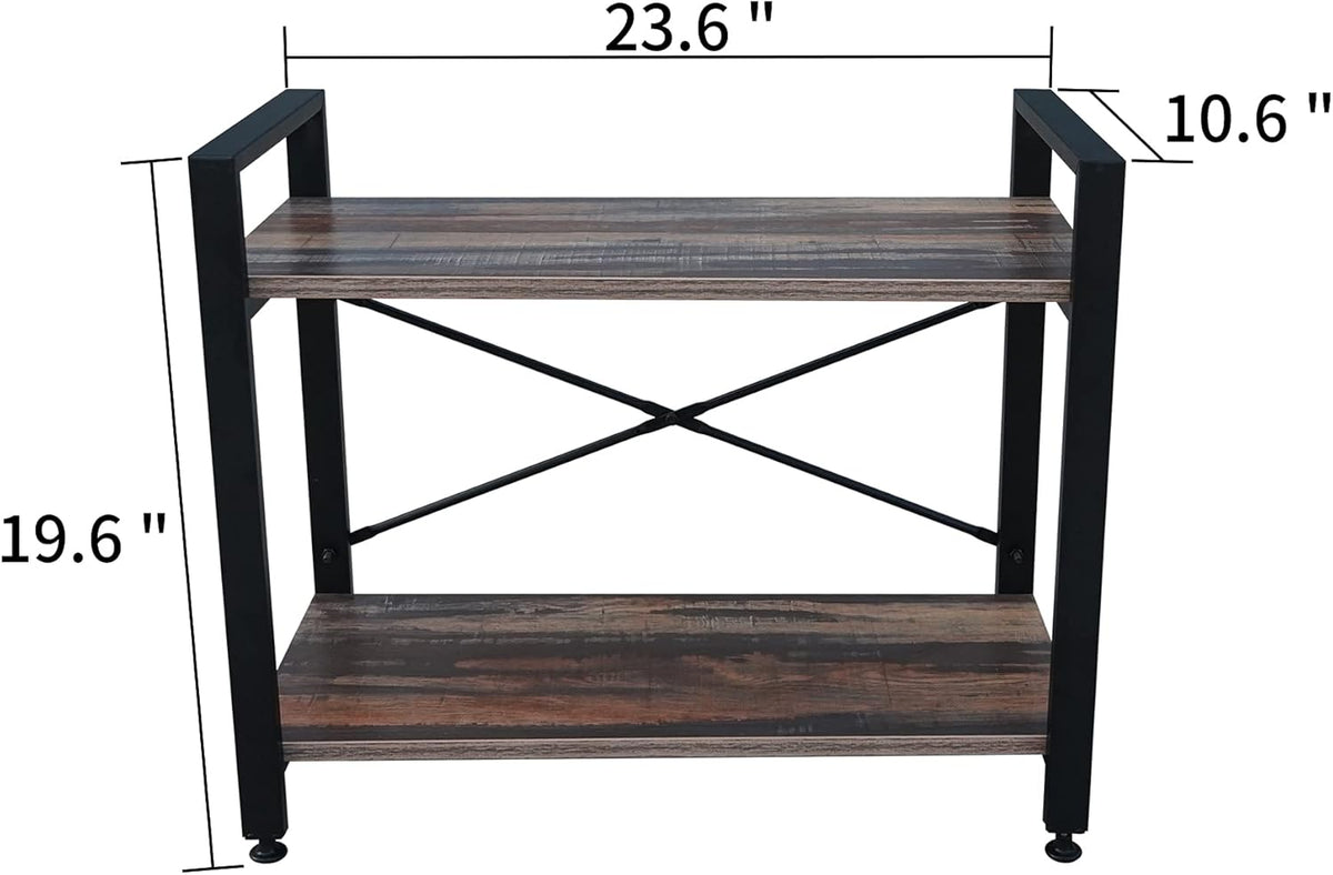 3 Tier Industrial Wood Bookshelf, Black/Brown B291252
