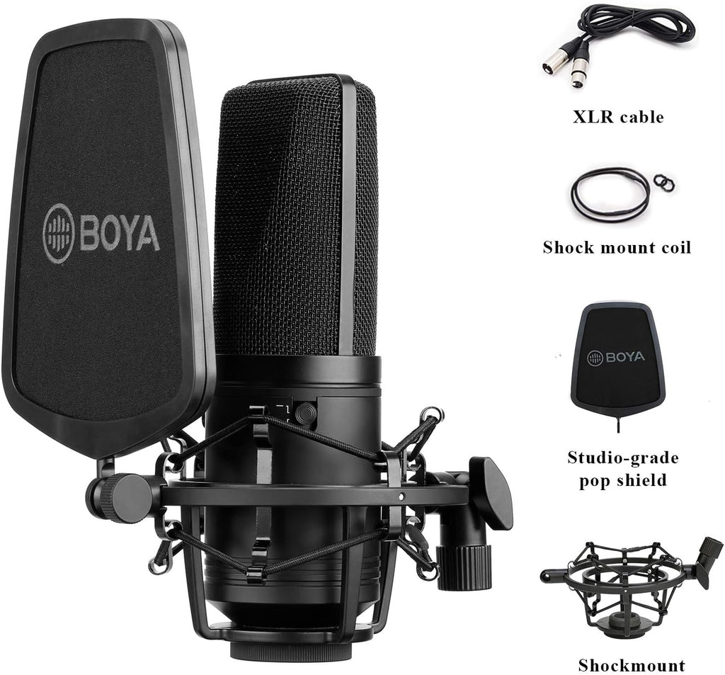 Large Diaphragm Multi-Pattern Studio Condenser Microphone with Shock Mount, Pop Filter, and XLR Cable M89248