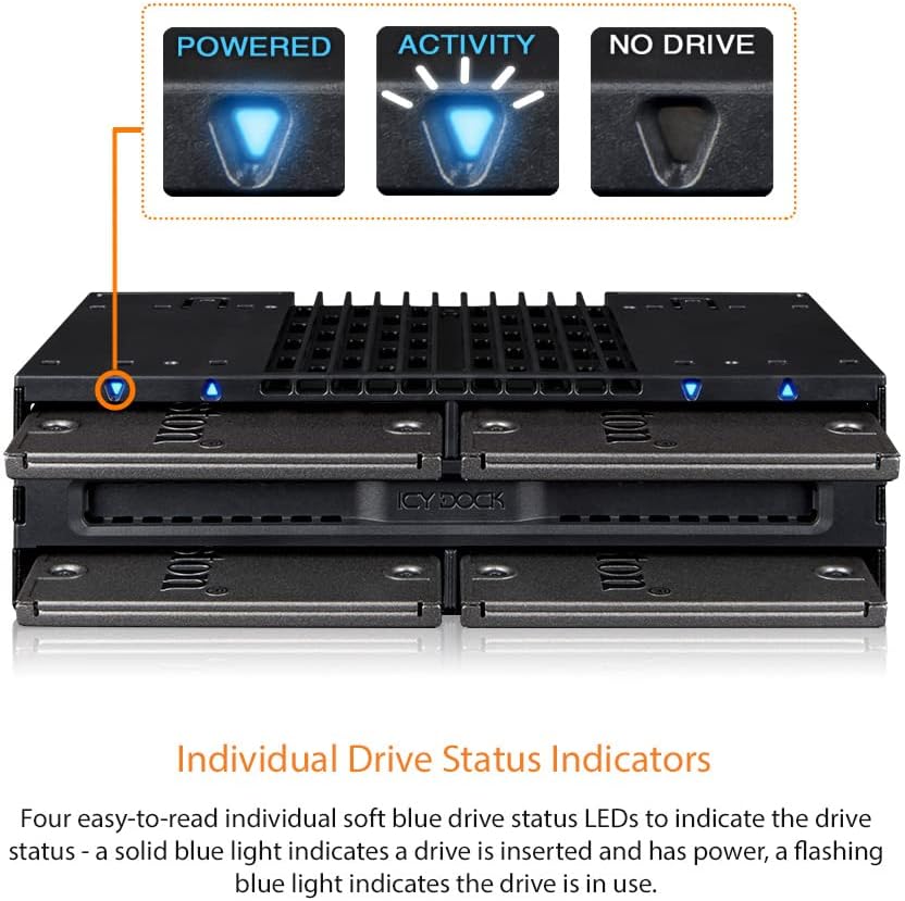 Tray-Less 4X 2.5 SAS/SATA SSD/HDD Mobile Rack for 5.25" Bay, Pack of 2 H36720