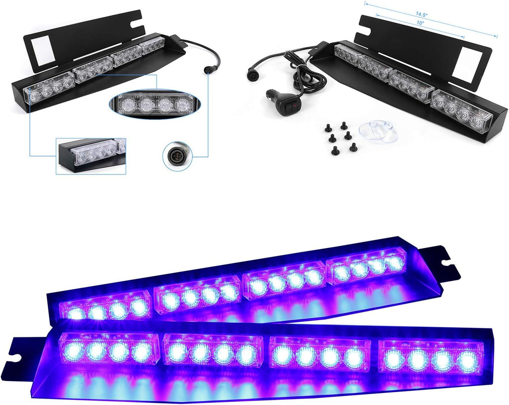 32 LED Red & Blue Emergency Strobe Light Bar S238674
