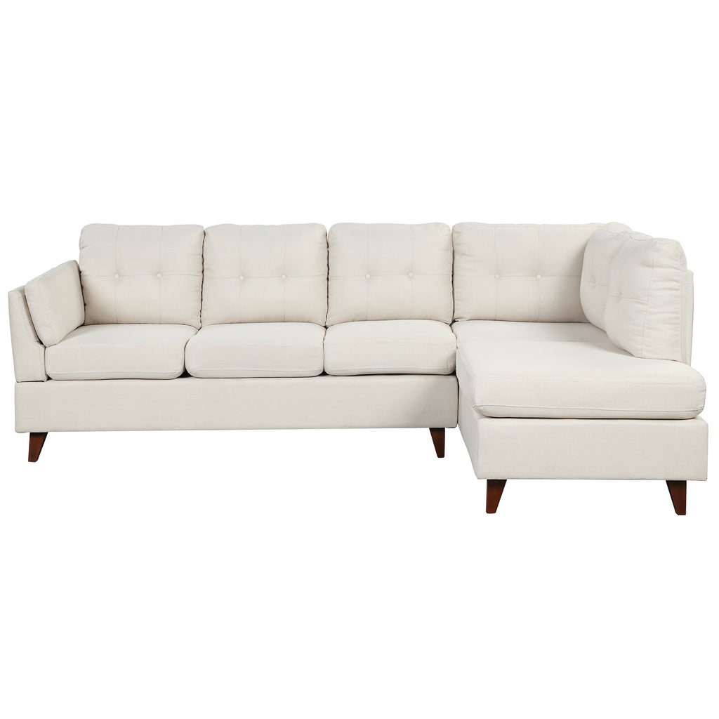 Beige Linen Fabric L-Shape Sectional Sofa with Chaise Lounge C832