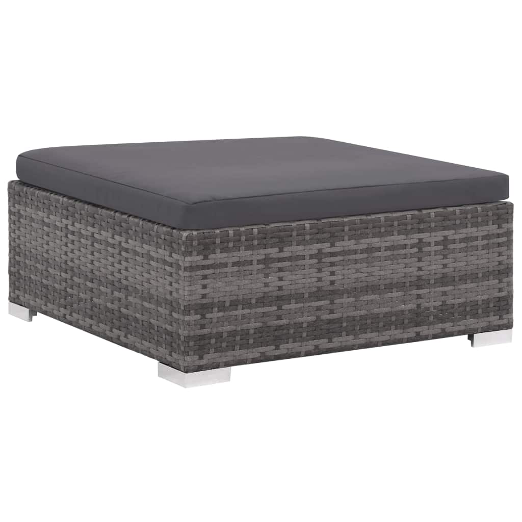 12 Piece Gray Poly Rattan Patio Sofa Conversation Set with Coffee Table and Ottoman D8042