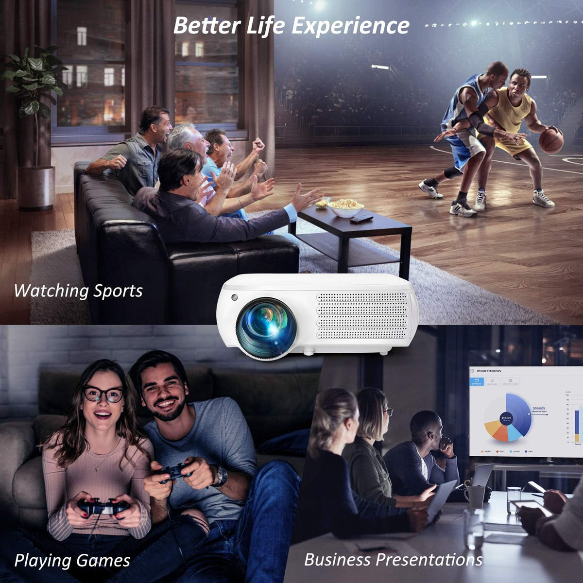 White 1080P LCD Projector V875667
