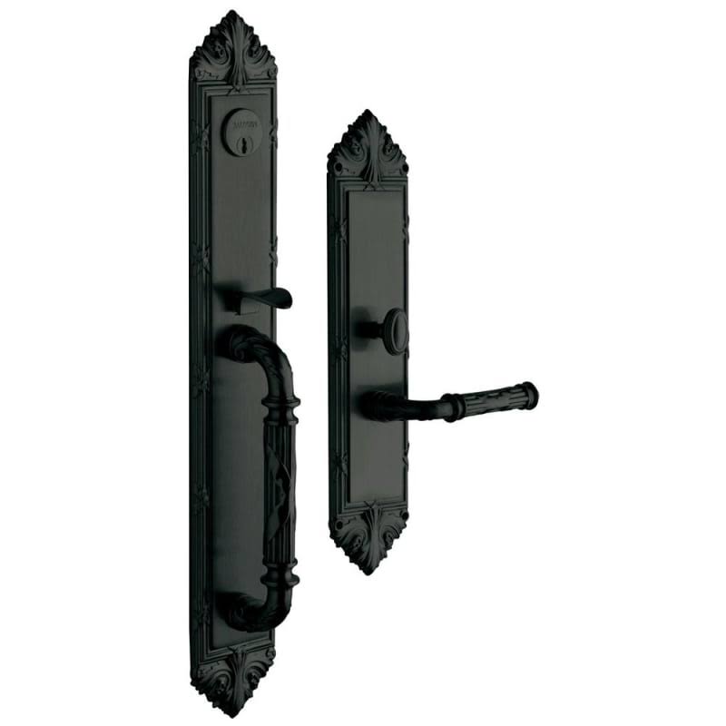 Satin Black Single Cylinder Mortise Handleset Trim V93363