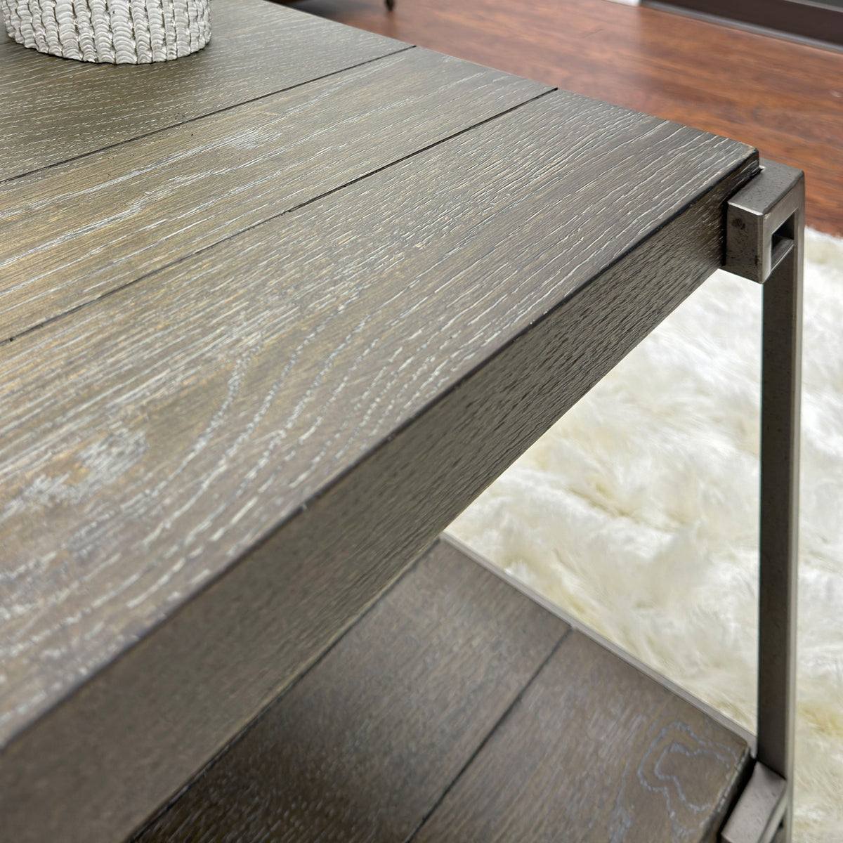 Graphite Gray Wood/Metal End Table with Shelf P5310