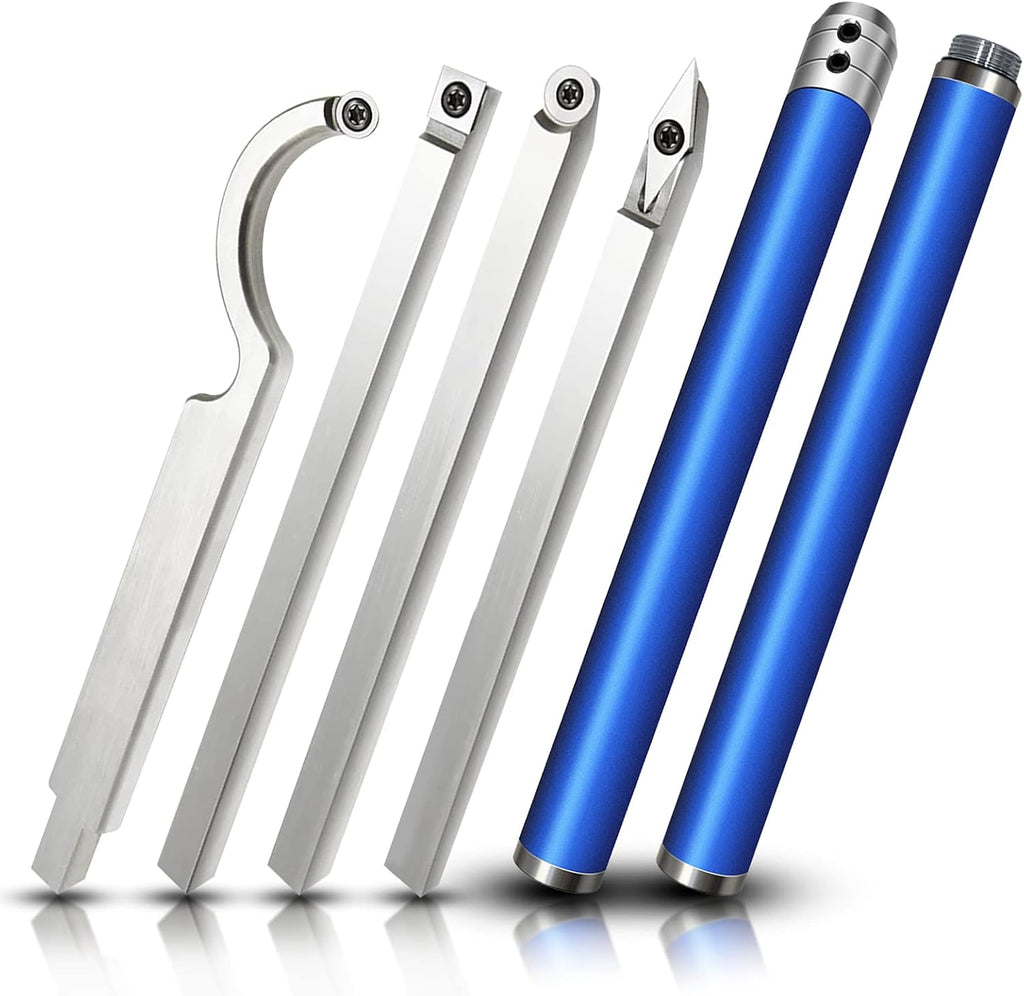 Carbide Tipped Wood Lathe Turning Tools Set with Interchangeable Aluminum Alloy Grip Handle S183216