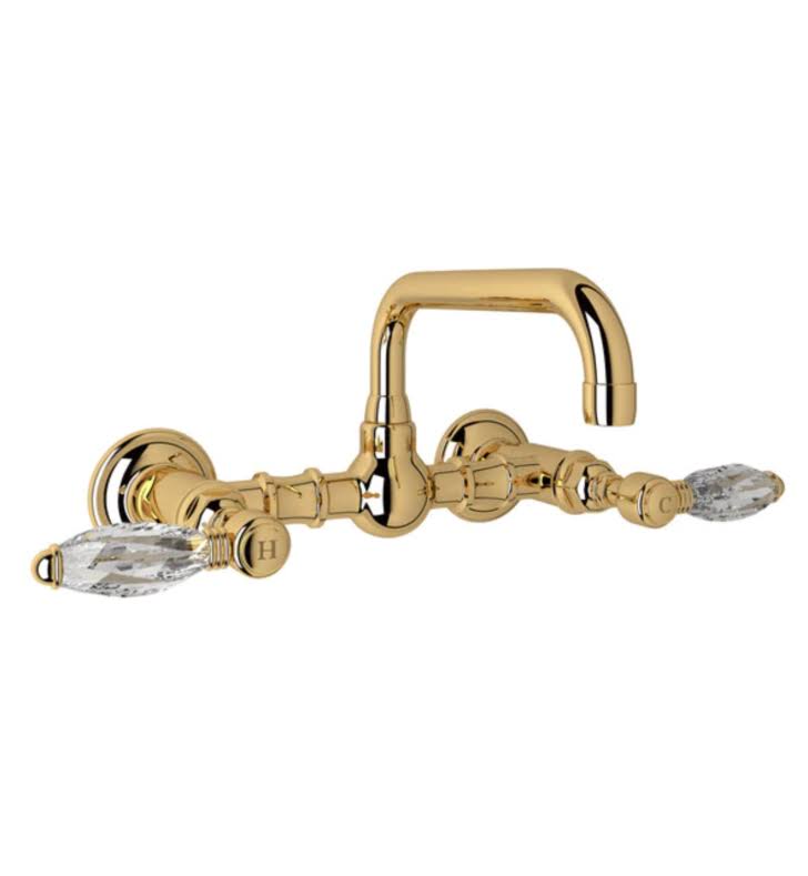 Polished Nickel Wall Mount Bridge Bathroom Faucet F661