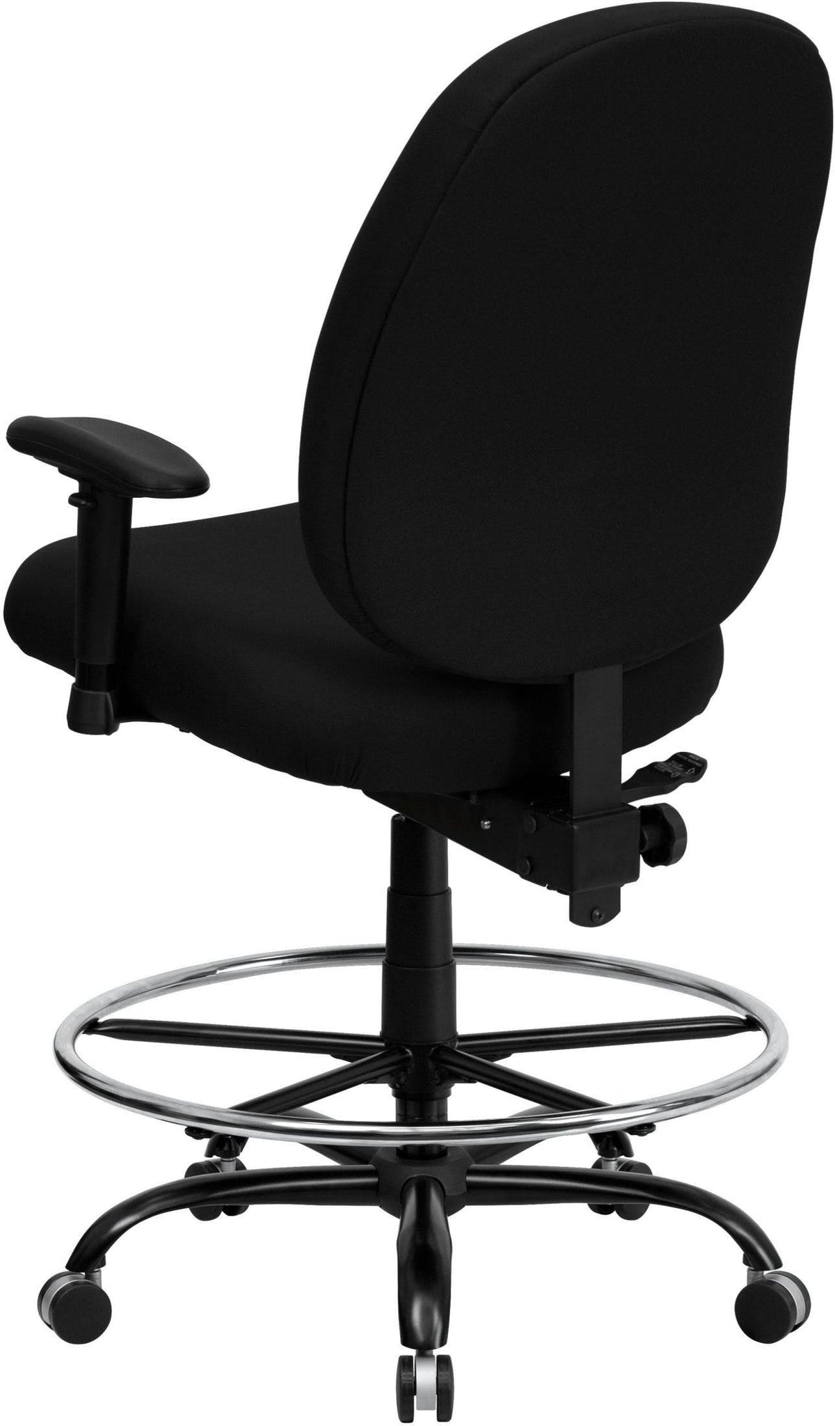 Black Fabric Drafting Chair With Arms Q776