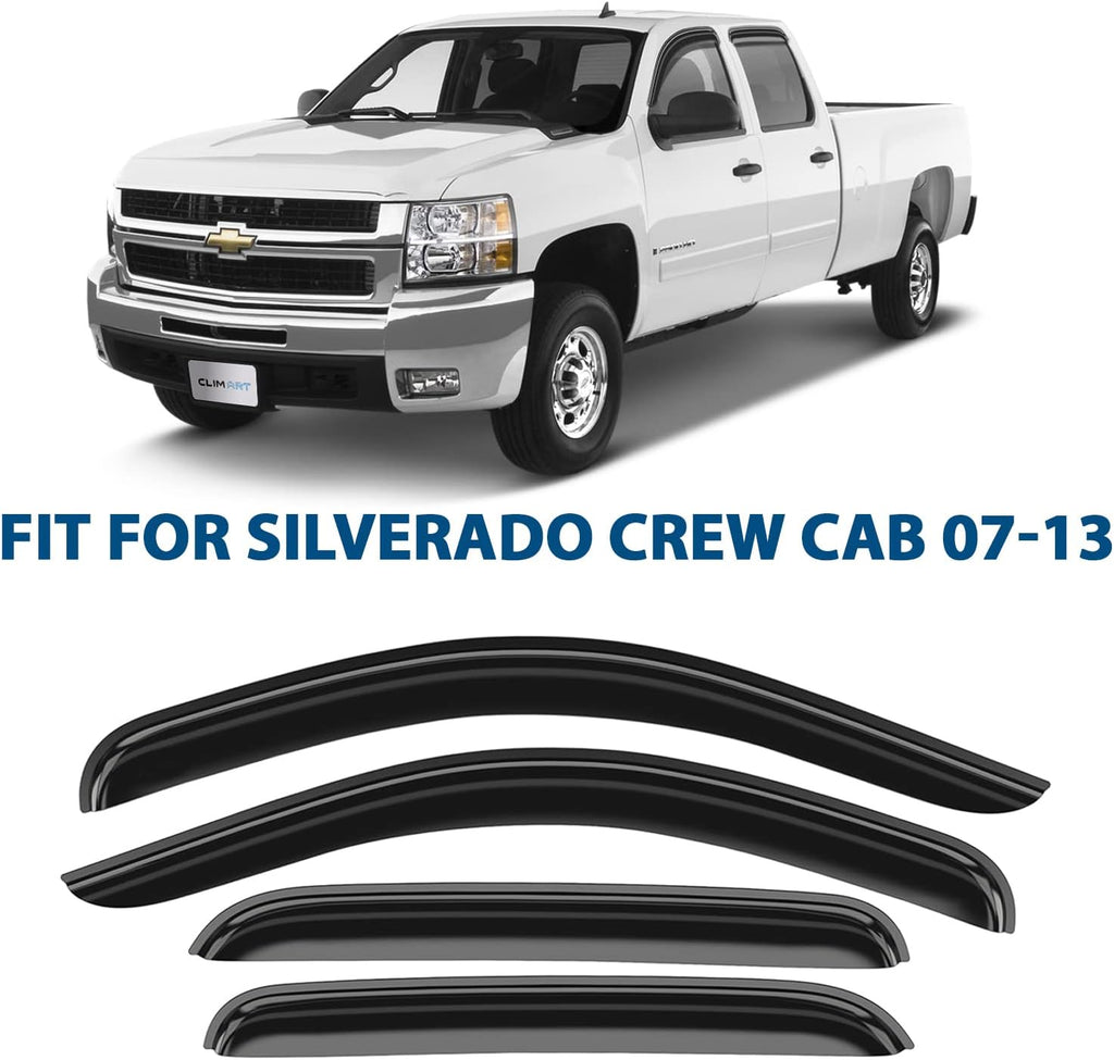 Rain Guards for 2007-2013 Chevrolet Silverado/GMC Sierra 1500 Crew Cab, 4pcs B519