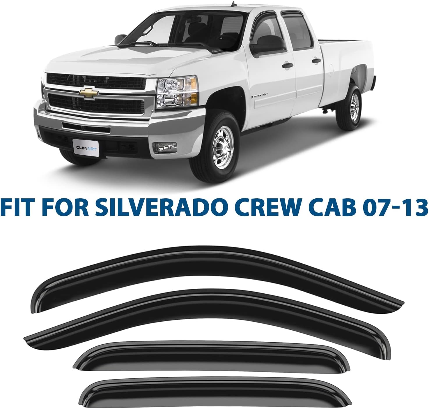 Rain Guards for 2007-2013 Chevrolet Silverado/GMC Sierra 1500 Crew Cab, 4pcs B519