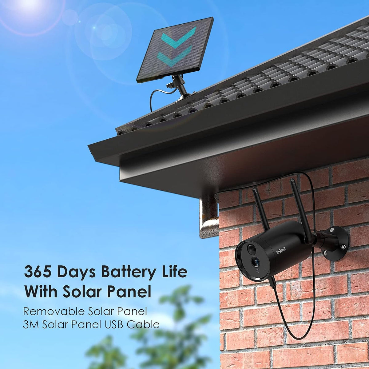 Solar Security Camera Wireless Outdoor 1080p Night Vision A312