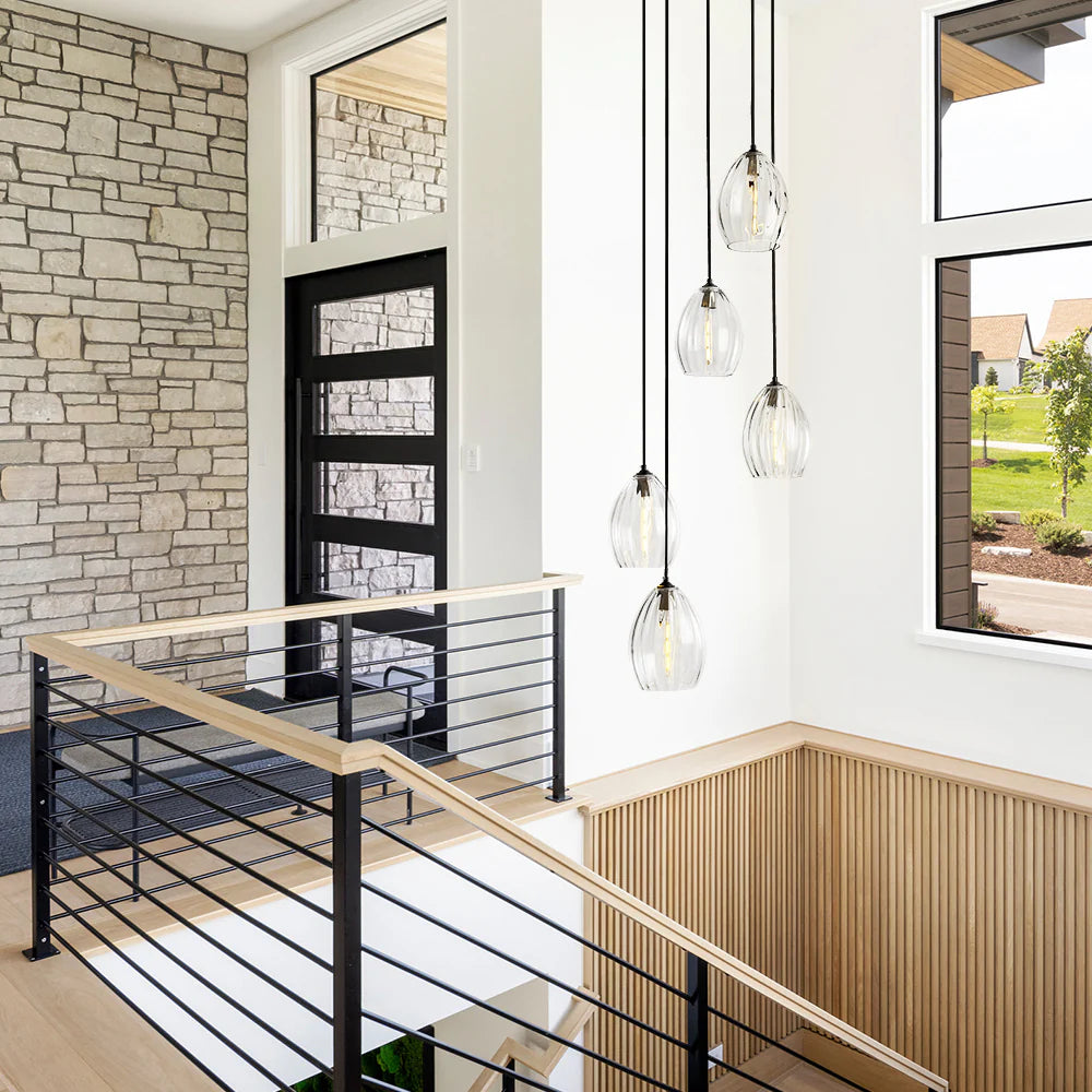 5-Light Linear Cluster Shade Contemporary Pendant J374