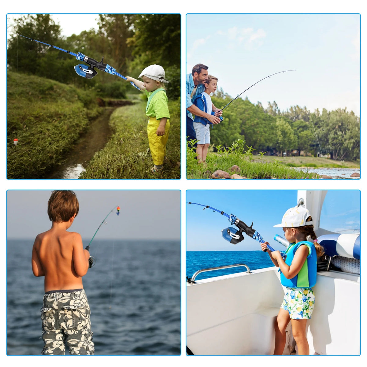 Children's Telescopic Casting Fishing Rod and Reel Kit with Carry Bag W84865