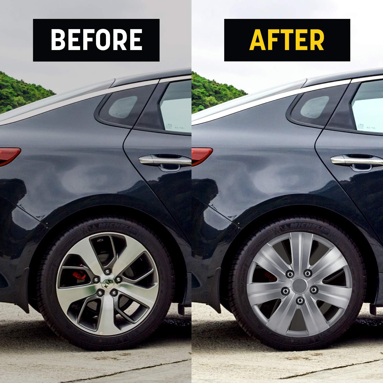 Matte Silver 7-Spoke 14 Inch Wheel Covers Set of 4 V400139