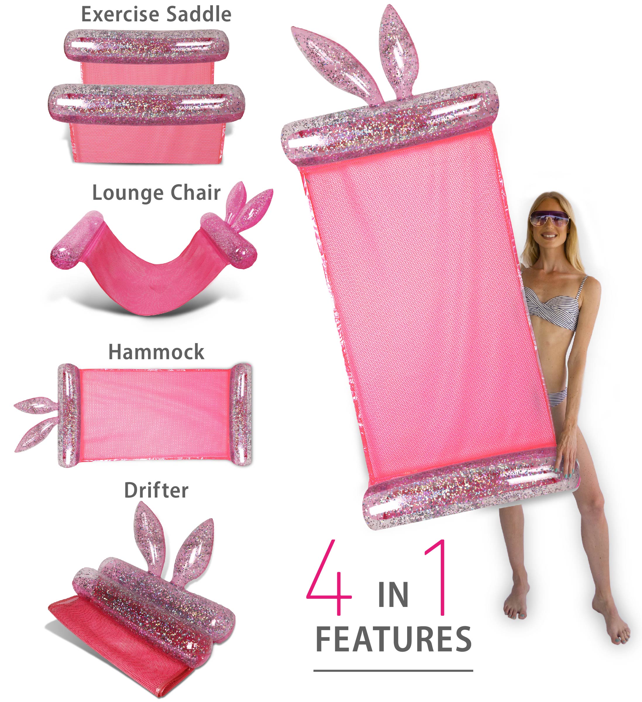 Pink Bunny Pool Floats Set Of 3 Pack G589364