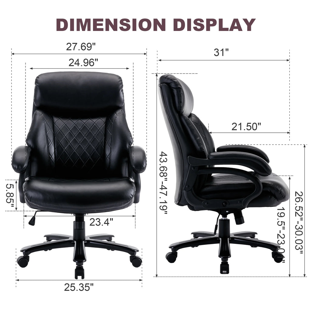 Heavy Duty High Back Ergonomic Leather Office Chair, Black F95383