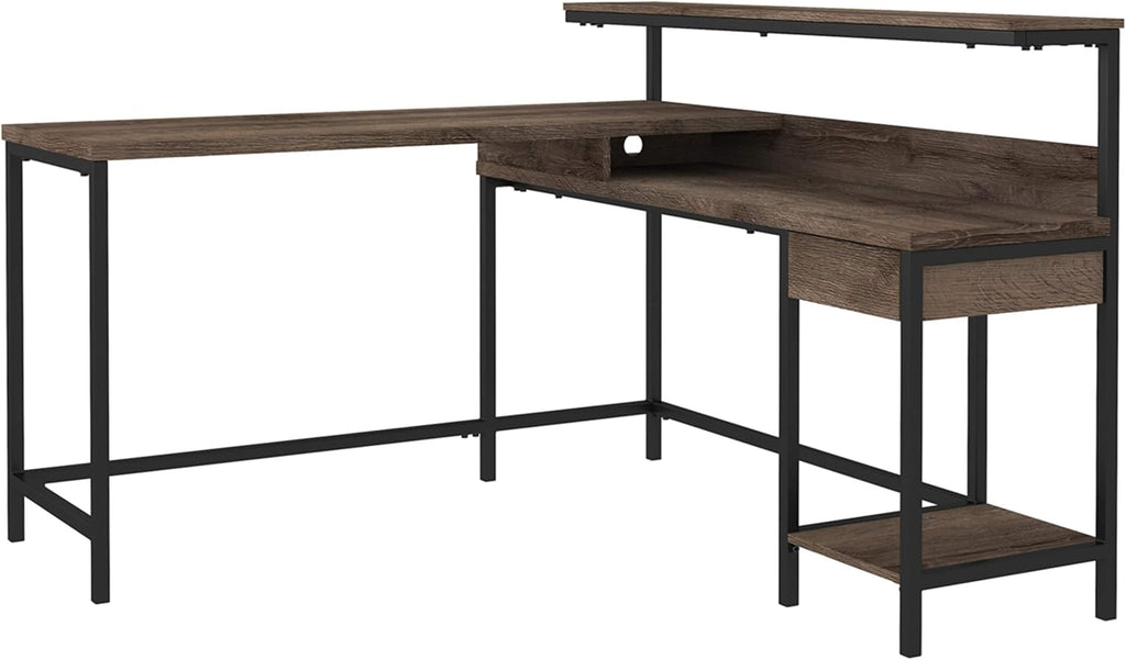 Warm Brown L-Shaped Home Office Desk O841022