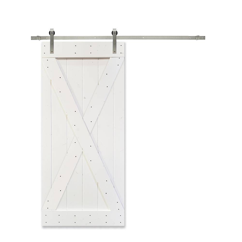 White Knotty Pine Wood Interior Sliding Barn Door with Hardware Kit Y686