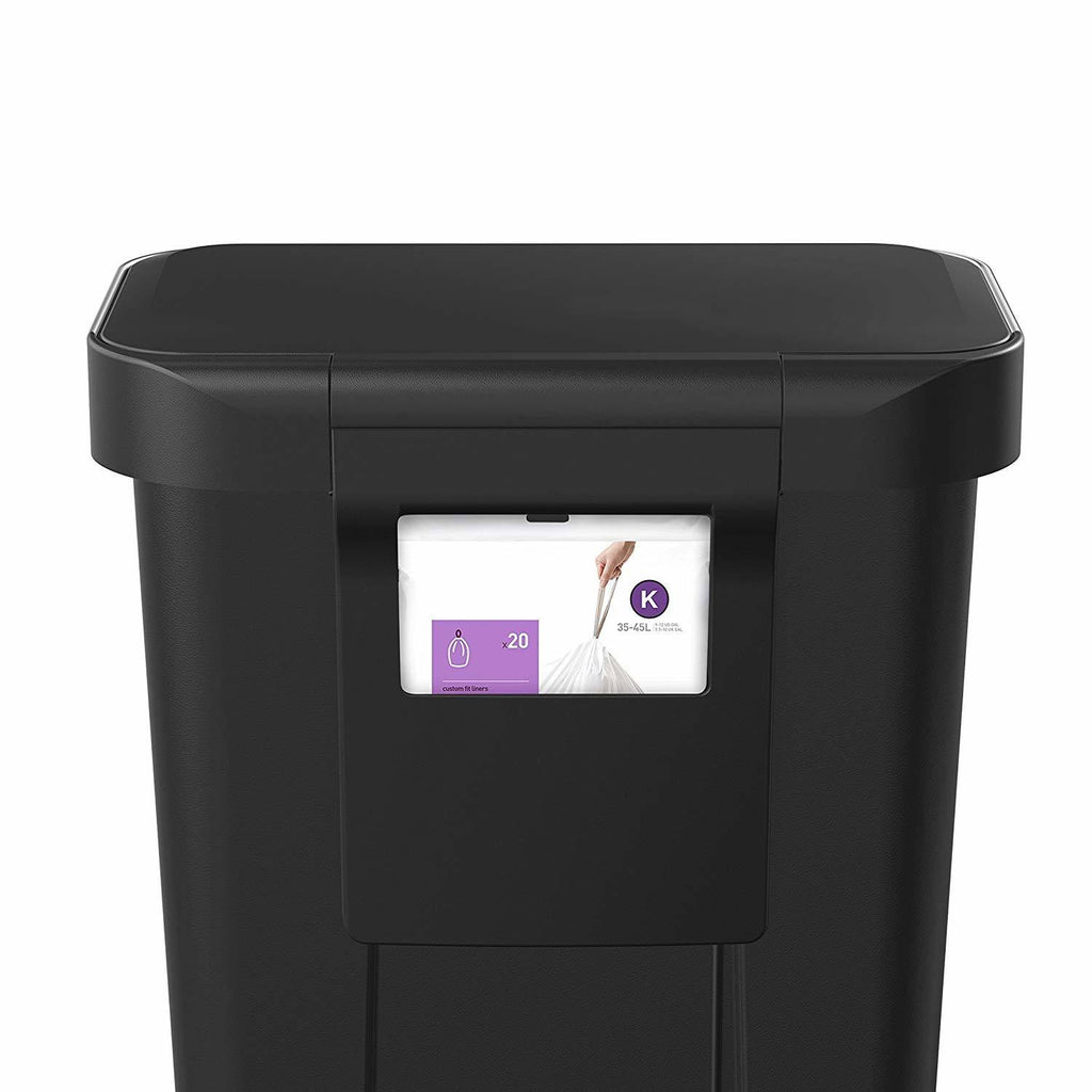 45 Litre Rectangular Step Trash Can Black Plastic N6898