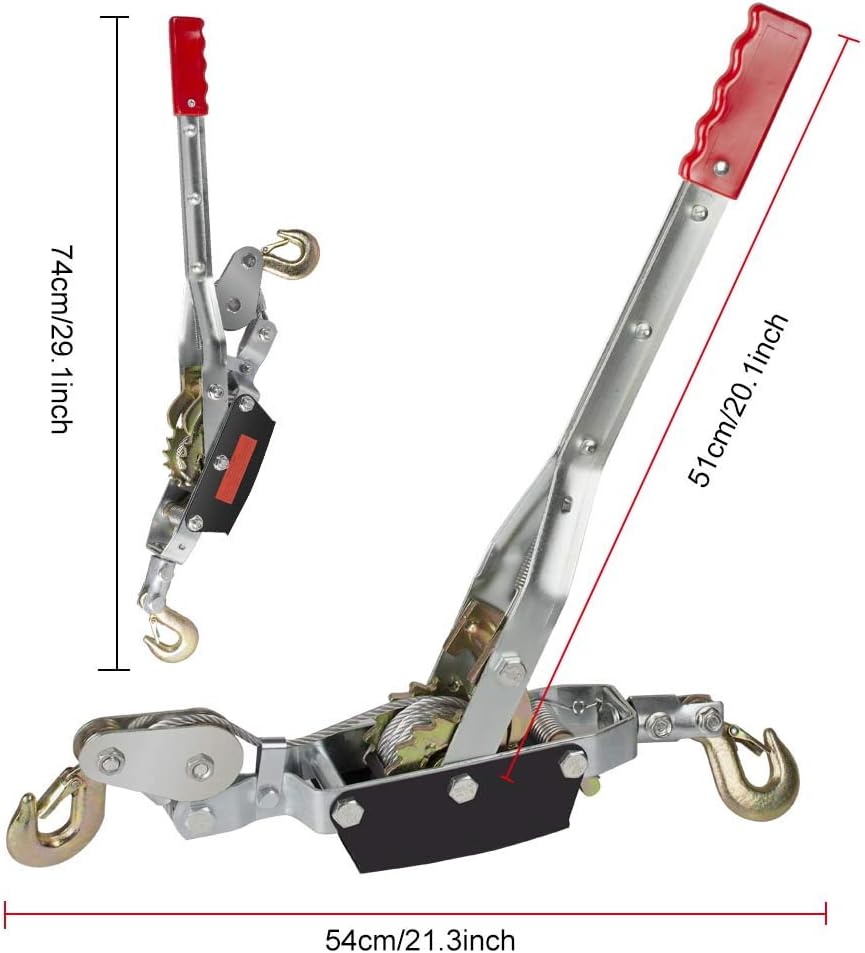 4 Ton 8000lb Double Gear Hand Power Winch Hoist with 2 Hooks and Rope Y802473