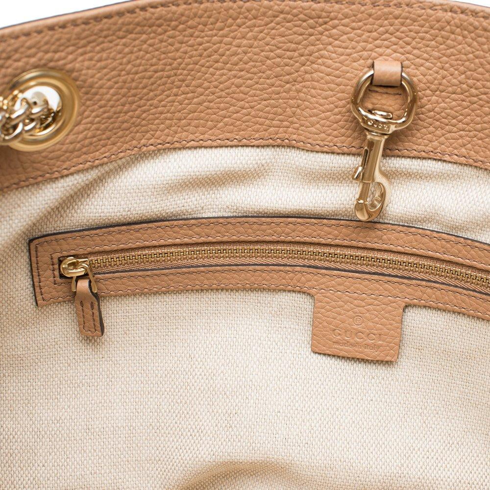 Camel Pebbled Leather Shoulder Hand Bag V12026